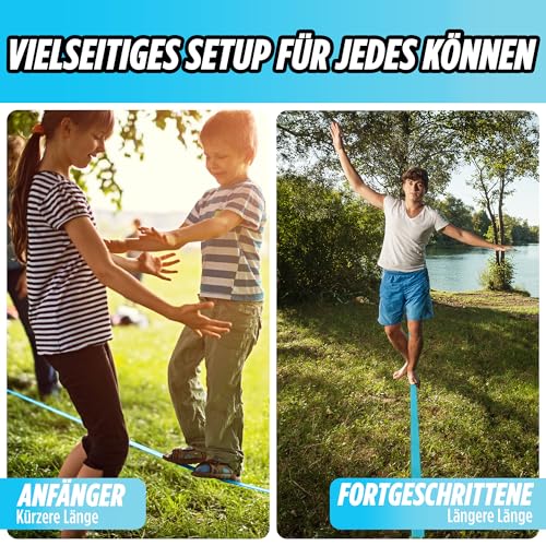 TRAILBLAZE Kit Slackline Completo – Con Protezioni Alberi + Sacca Porta Slackline - Installazione Facile - Kit per Principianti da 15m per Camminate e Equilibrismo (Without Training Line)