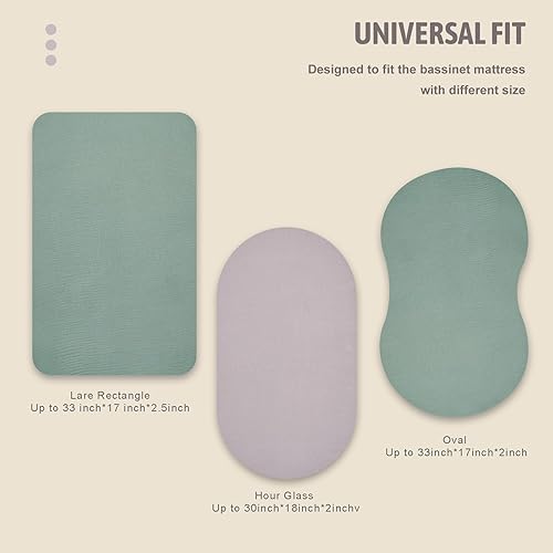 Miniatura 5 de Juego de 2 sábanas de muselina para moisés, sábanas ajustables para moisés, sábanas de moisés para moisés de bebé, sábanas ovaladas rectangulares