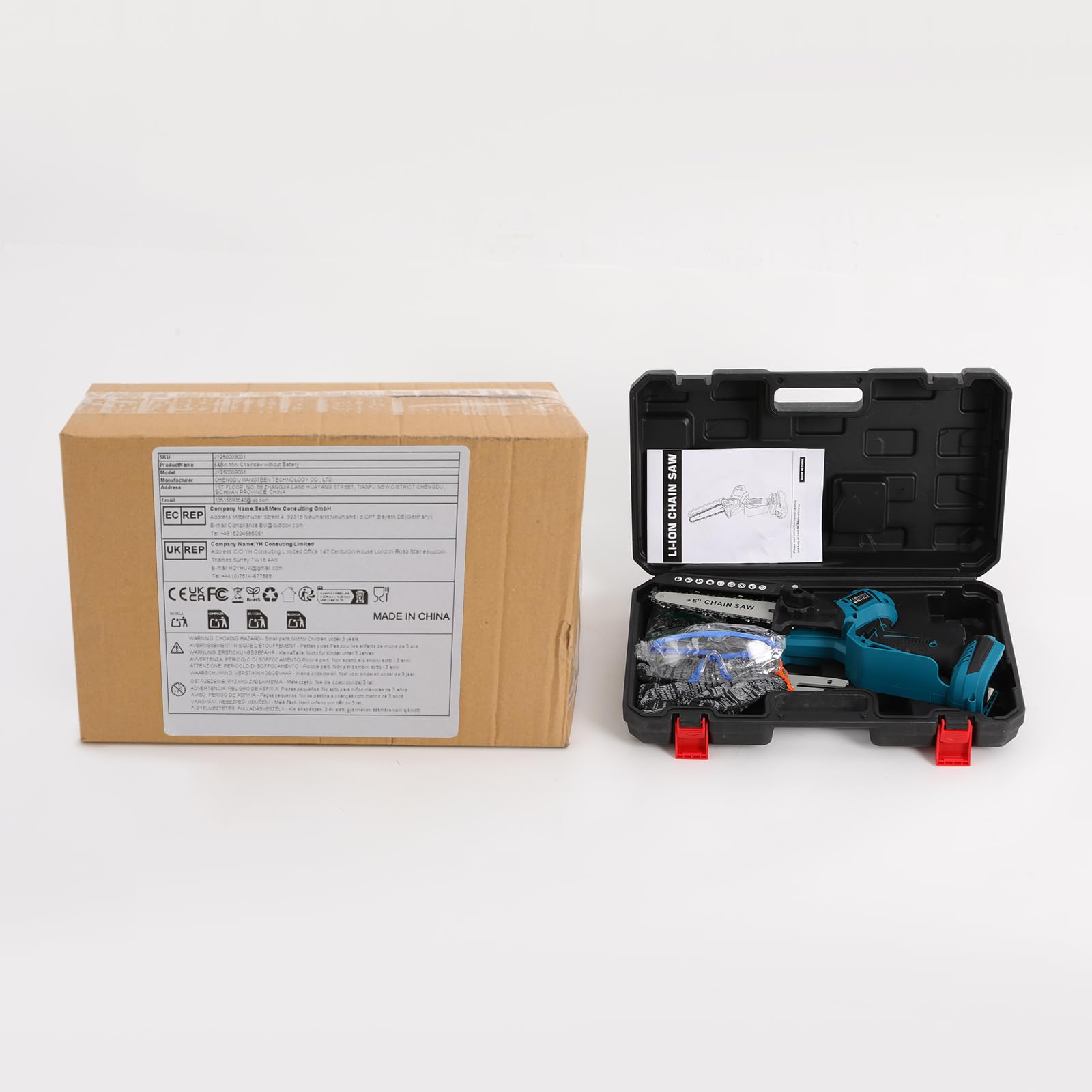 Mini motosierra de 6 pulgadas y 8 pulgadas, motor sin escobillas, 600 W, sierra de cadena de mano, sierra de podar, compatible con batería Makita de 18 V, motosierra portátil para manejo con una sola