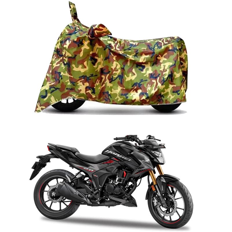 Image of Waterproof 100% PVC Coated Bike Scooty Two Wheeler Body Cover Compatible for Honda Hornet 2.0 STD /UV-Rays /Heat Protection /Birds Dropping /Scratchproof /Dust Proof [6X6 Jungle Print]