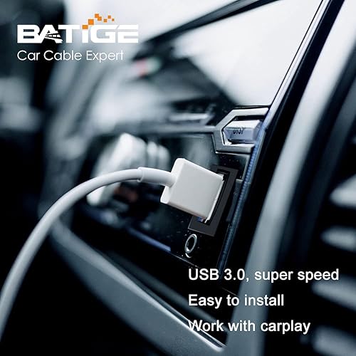 Miniatura 3 de BATIGE Cable impermeable USB 3.0, paquete de 2 cables de extensión cuadrados de un solo puerto de 3 pies, para automóvil, camión, barco,