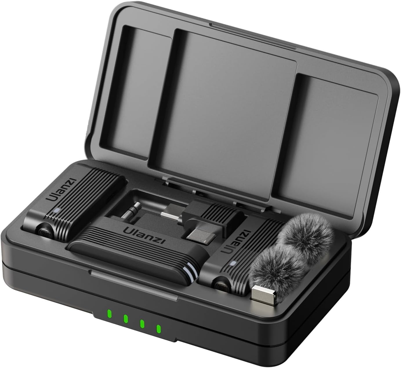 ULANZI A100 Microfone de lapela sem fio Microfone de lapela para câmera e telefone com USB C/3,5 mm/plugue, 32KHz 16Bit, cancelamento de ruído, bateria de 13,5 horas