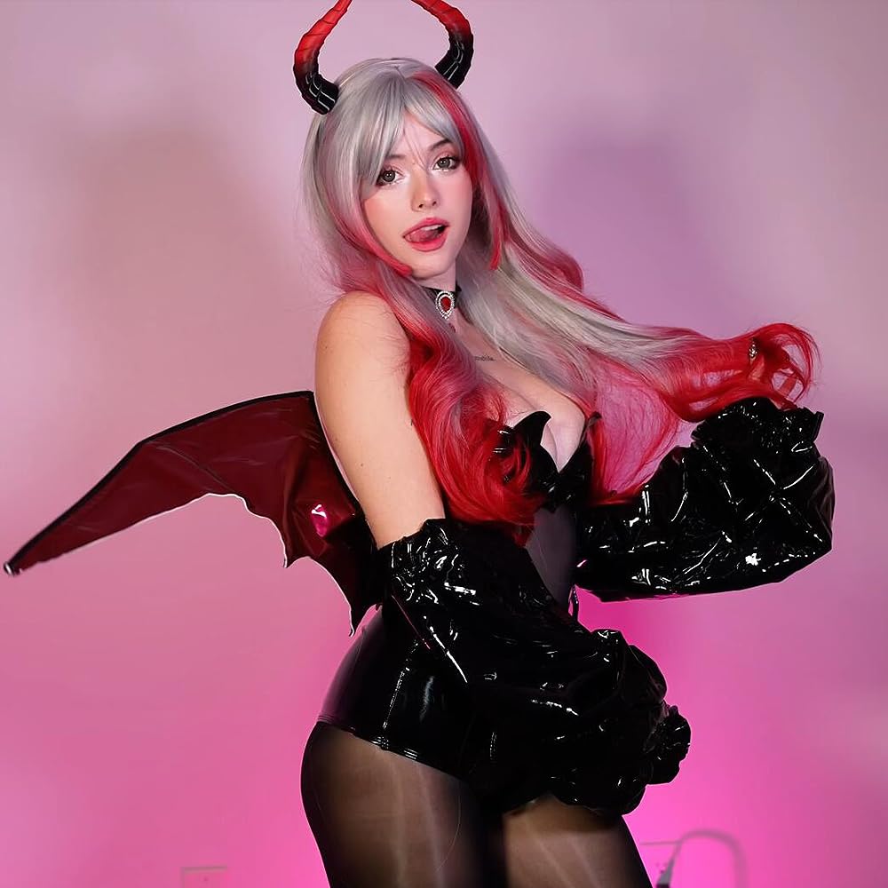 KORURACLUB Anime Cosplay Peruka dla kobiet z gradientem kolorów Wig Postacie Gry Wigs Halloween Cosplay Akcesoria (Brak dodatkowego sprzętu) (AkaiYoru Hime)