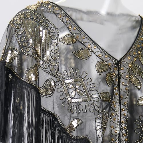 Sequin 1920s Shawl Lace Evening Cape Tassel Flapper Retro Cover Up for Women Dress Party Halloween4