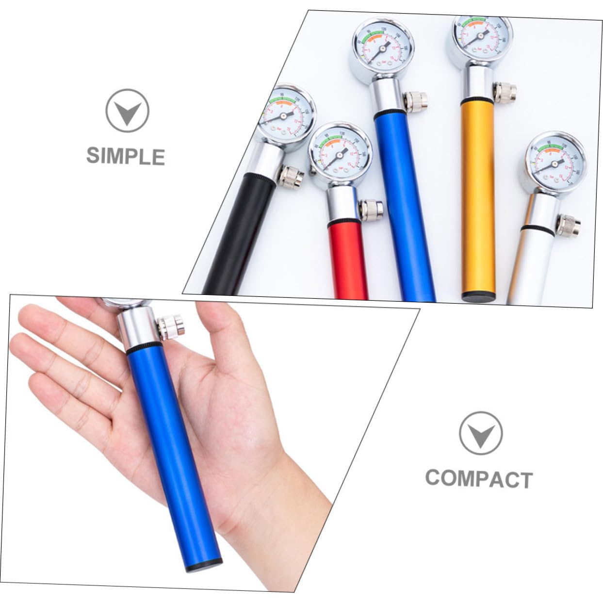 TOYANDONA Aluminium Luftpumpe für Sportbälle und Fahrräder Tragbare Handpumpe mit Manometer Geeignet für Basketball Yoga Ball und Ergonomisches Design Einfach zu Bedienen