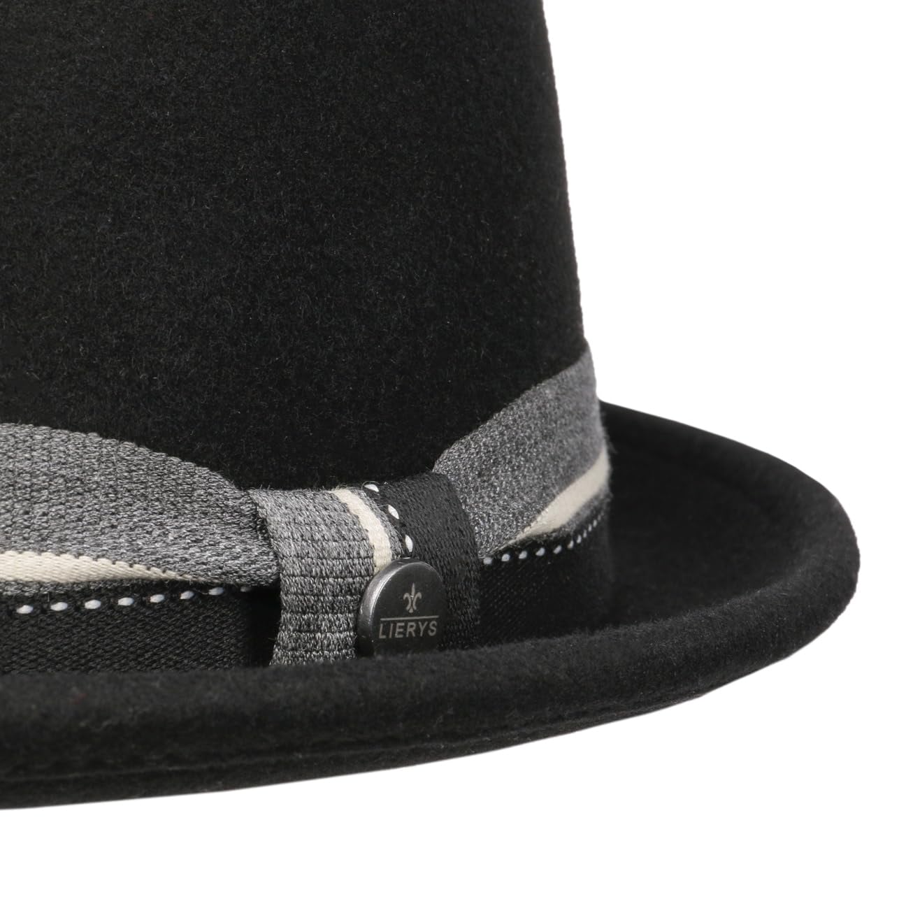 LIERYS Wandricks Pork Pie Wollhut Schwarzer Klassischer Filzhut mit Garniturband Wasserabweisend Damen Herren Herbst Winter