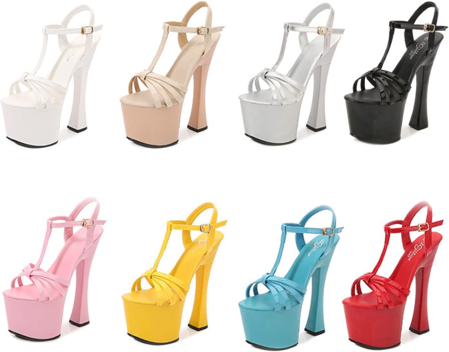 Amazon | Kzzkoo 厚底 20cmヒール クロスストラップ パンプス