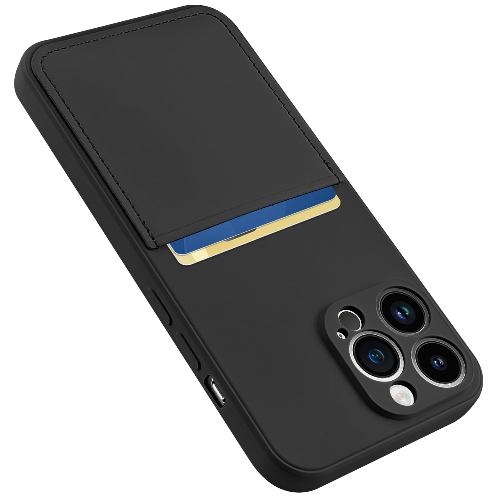 Karrint Design for iPhone 13 Pro Max Case with Card Holder for Women Men Soft Liquid Silicone Cover [Microfiber Lining] Full Camera Protection