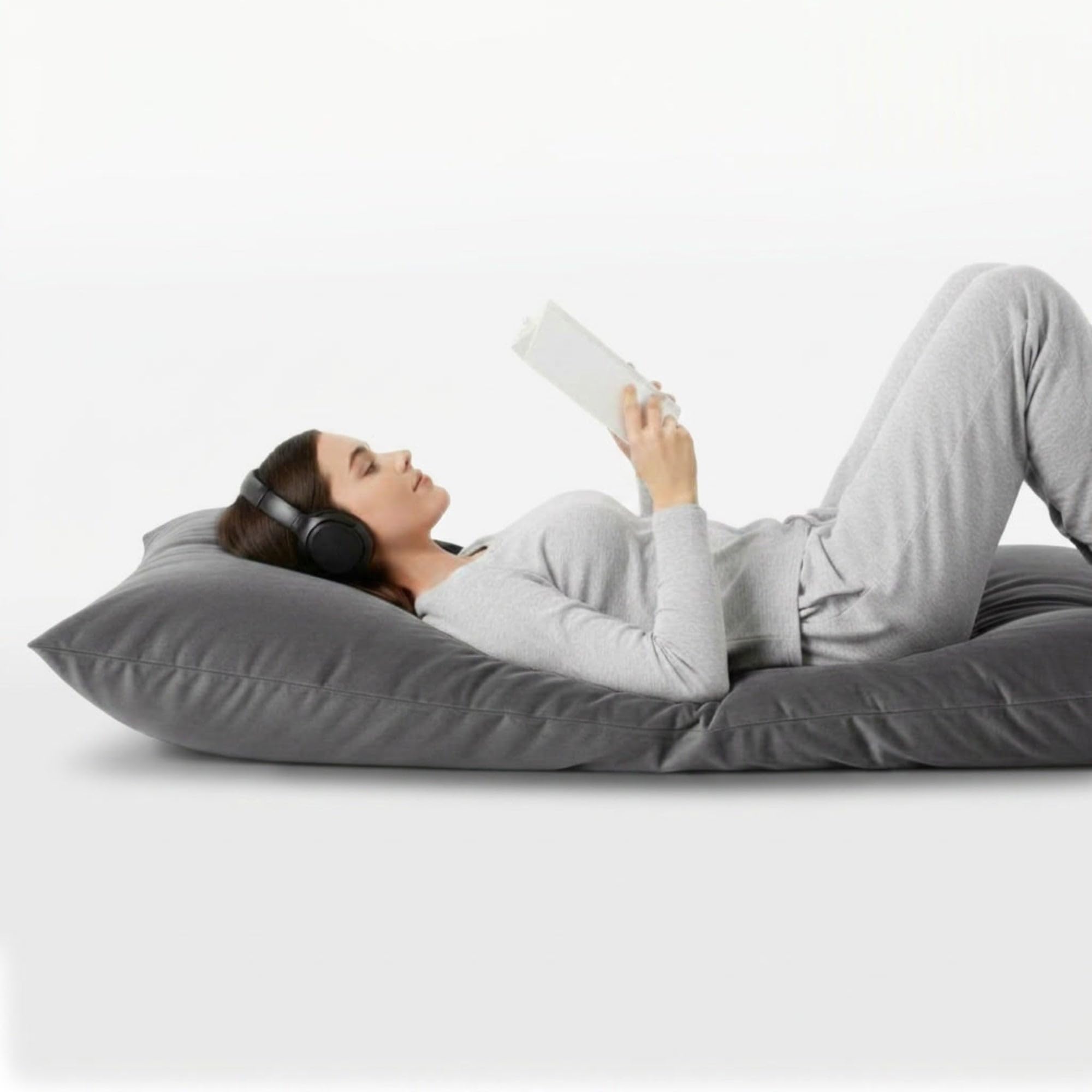 Kosiproducts Beanbag Floor Square Cushions Pillow Plush Velvet 100% Soft Polyester-[50cmx50cm, Platinum