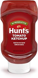 Hunt's Tomato Ketchup 20 oz Squeeze Bottle - Vine-Ripened Tomatoes, No Preservatives, Rich Flavor for Burgers & Fries