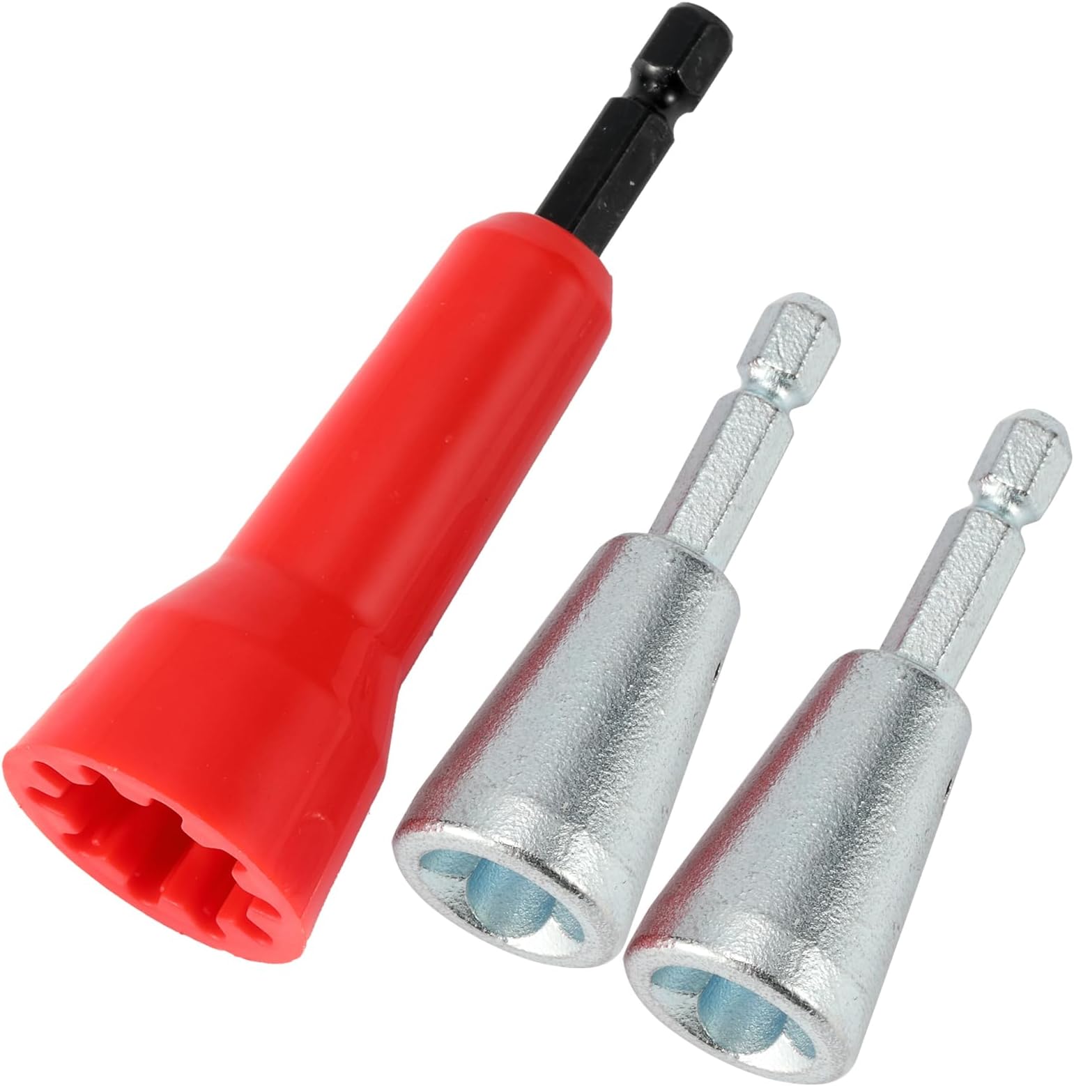 Wire Twister Tool for Drill, Drill Wire Twister Wire Connector Twisting Tool, Wire Nut for Electrical Power, Cable Quick Stripping, 2 Pcs Silver, 1 Pc Red