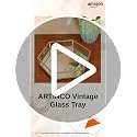 Image of Vintage Glass & Brass Vanity Tray, Hexagonal Home Table Decoration, Makeup Organizer, Vanity Tray, Brass Gold 8x9x1.5 Inches