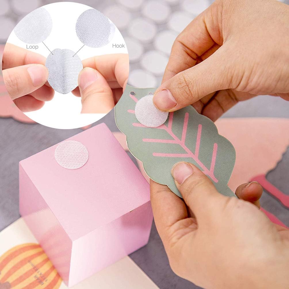 256pcs Hook and Loop Dot (128 Pairs) 1 inch (25mm) Self Adhesive dots- Double Sided Adhesive Dot Tapes - Tape dots for Home Travel Box Trunk Paper Craft Sticks (White)