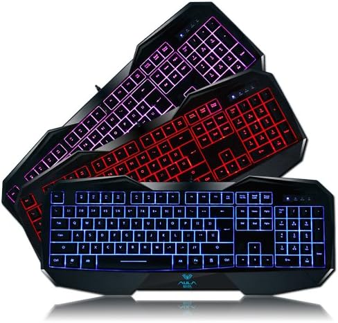 Alua HIGHOT Befire 3 Colors LED Backlight Backlit Multimedia Gaming Keyboard Illuminated Ergonomic Wired USB Keyboard