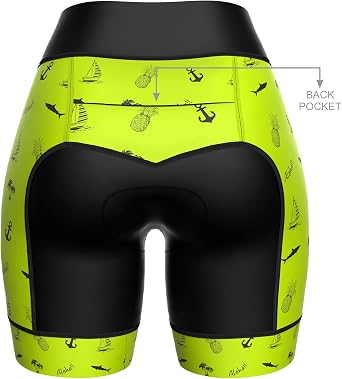 Sparx Performance Women Triathlon Shorts Womens Triathlon Bike Short 7 Tri Shorts (Neon Aloha)