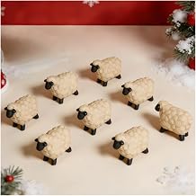 Mini Sheep Figurines Set Of 4, Resin Farm Animal Home Decor Accents