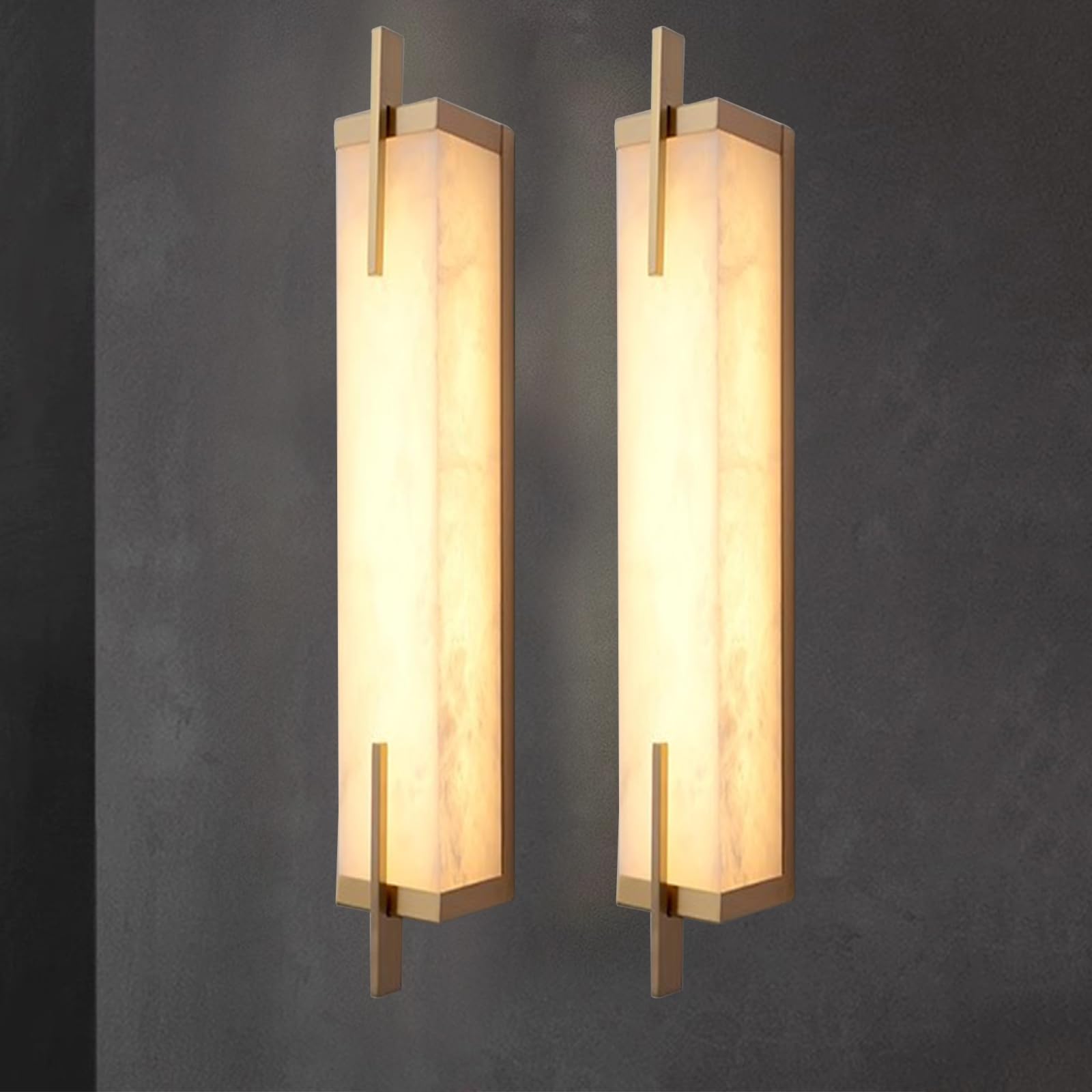 Nowoczesny marmurowy kinkiet ścienny, naturalny alabastrowy lampa LED do oświetlenia wewnętrznego i zewnętrznego w łazience, salonie lub korytarzu