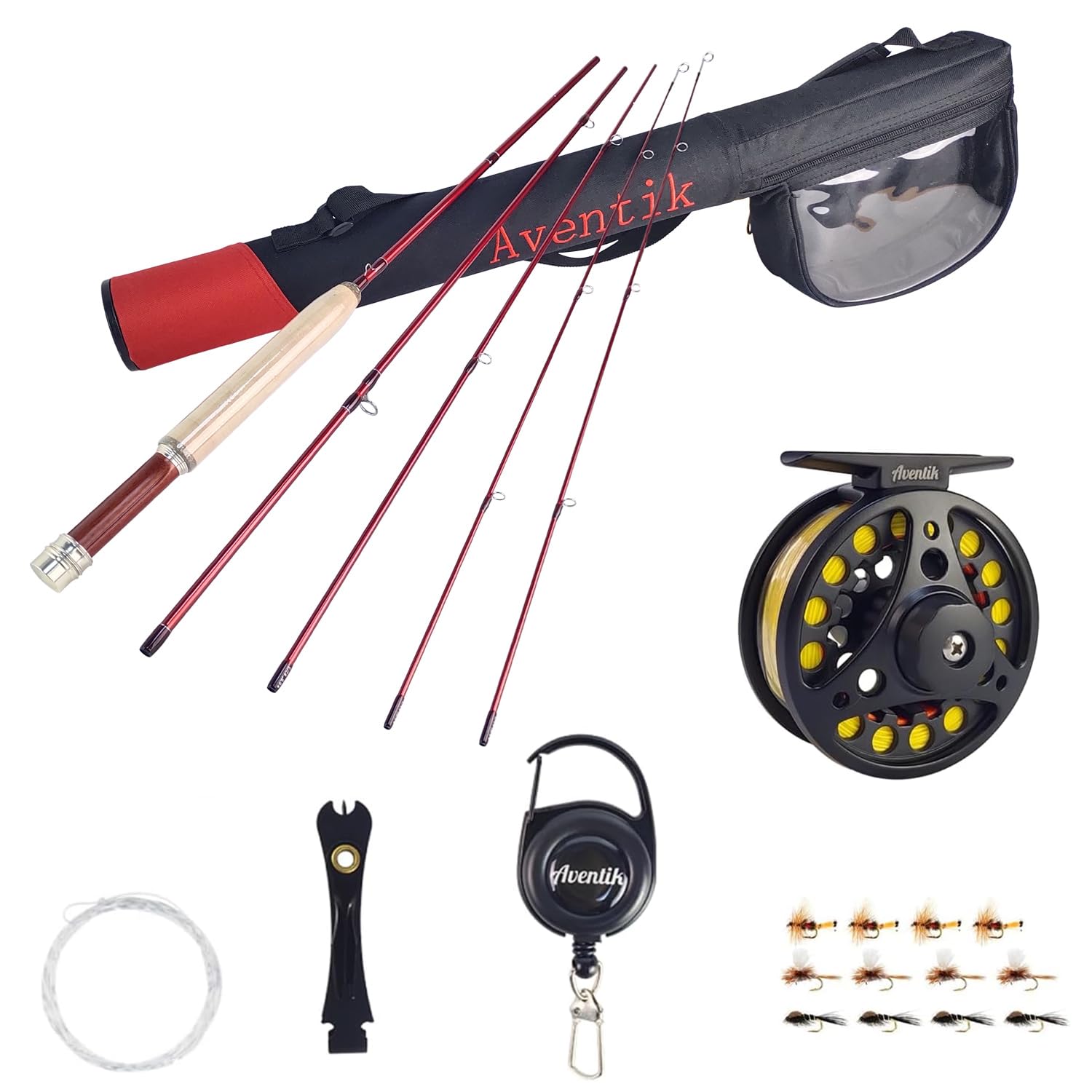 Aventik Whisperer - Canna da pesca a mosca, 4 pezzi, 1,8 m, 0/1/2/3 wt, 2,8 m, 3/4 wt, 24 denti, in fibra di Corbon ad azione rapida, super compatta, ultra leggera, con tubo in cordura