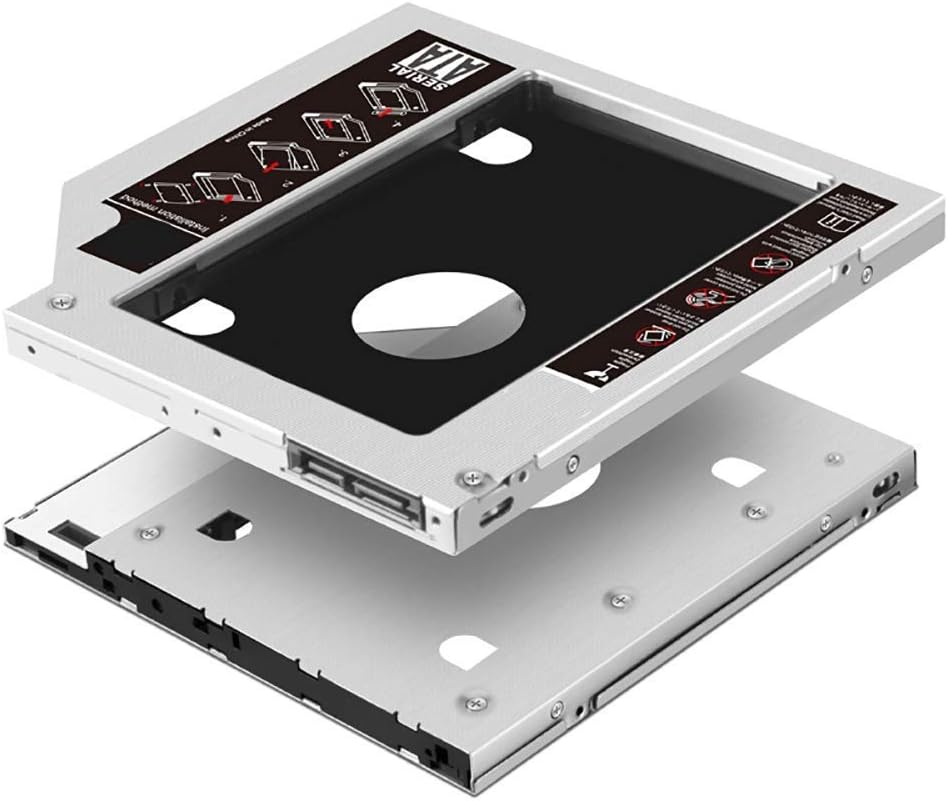 Rts SSD HDD Caddy 12.7mm Aluminum 2nd Hard Disk Drive Caddy Case Adapter for Universal Laptop CD/DVD-ROM Optical Bay (12.7MM)