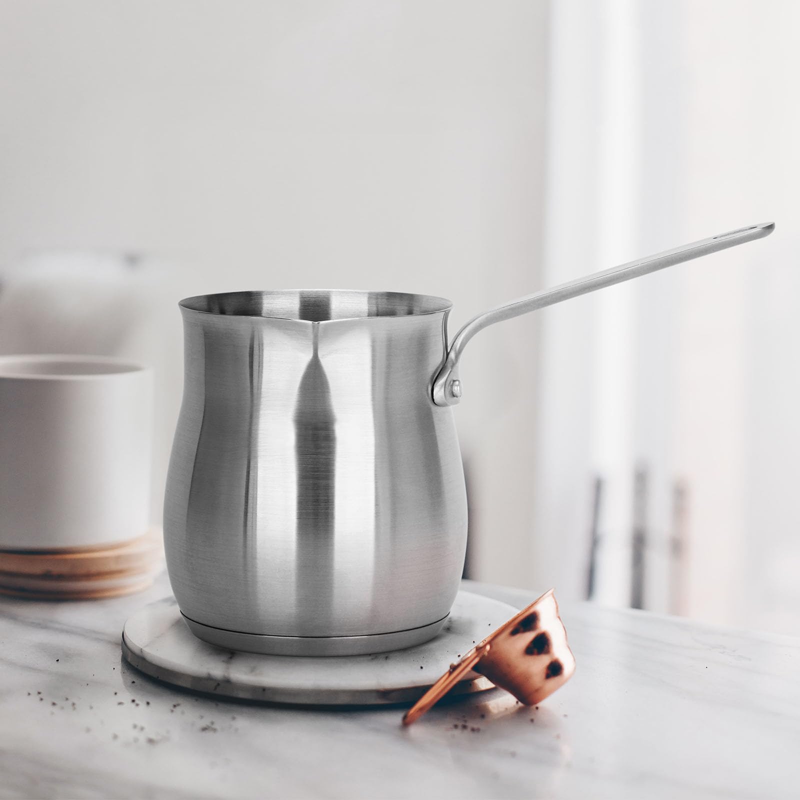 Pentole per la preparazione del caffè con beccuccio ergonomico di grande capacità per scaldare il latte bollitore per un controllo preciso del versamento in acciaio inossidabile
