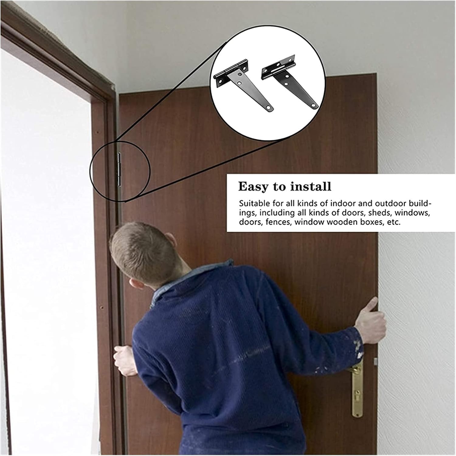 Hinge, 8PCS T-Strap Heavy Duty Gate Metal Tee with Screws Barn Gates Supplies