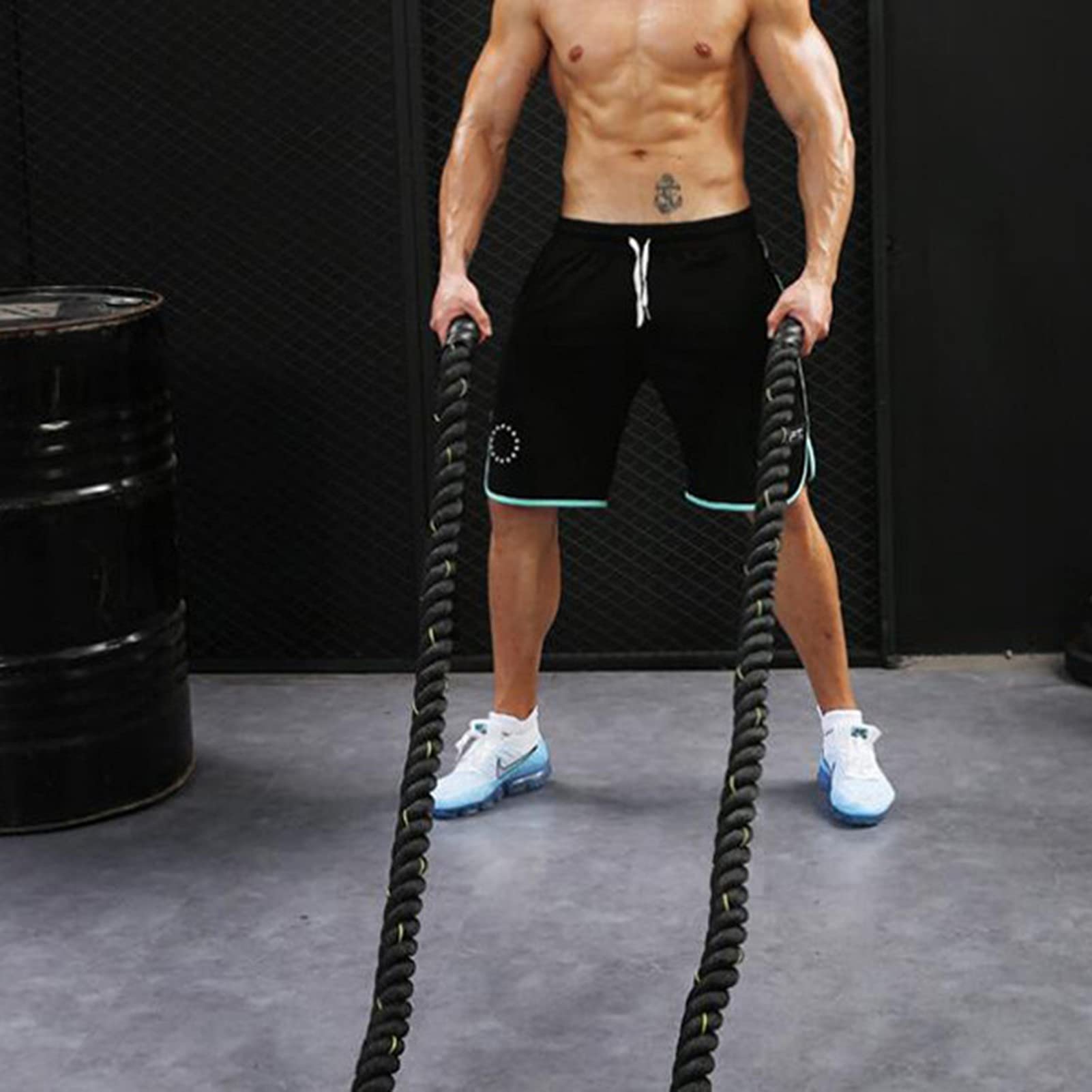 9m/12m/15m Battle Rope, 38mm Dick, Gewichtetes Gymnastikseil In Premium-Qualität für Ganzkörpertraining Power Training Verbessern Sie Den Kraftaufbau Muskel (Size : 15m)