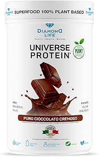 DIAMOND UNIVERSE PROTEIN - Proteine in Polvere Vegane (Pisello, Riso e Quinoa) 70% di Proteine ad Alto Assorbimento per Sforzo Fisico, Resistenza e Mass Gainer | Gusto Cioccolato Cremoso | Gluten Free