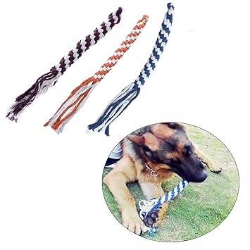 ASOCEA 3 Pcs Dog Cotton Rope Toys Flirt Pole Toys Chew Teething for Small Medium Large Breeds 3 Colour