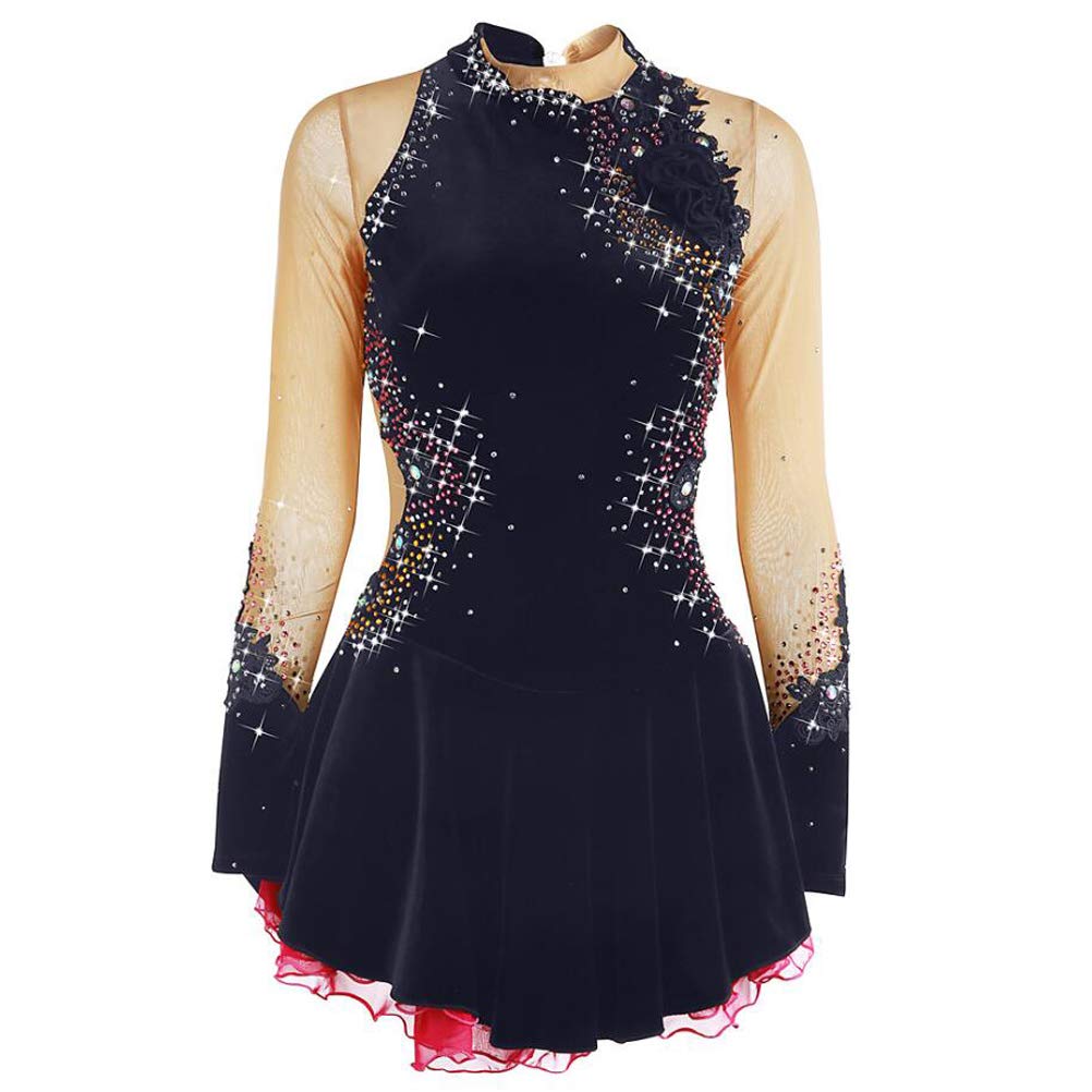 Eiskunstlauf Wettkampf Rock Für Mädchen Flash Diamond Eiskunstlauf Kleid Hochelastisch Gymnastikanzug Langärmlige Outdoor Sport Kleidung