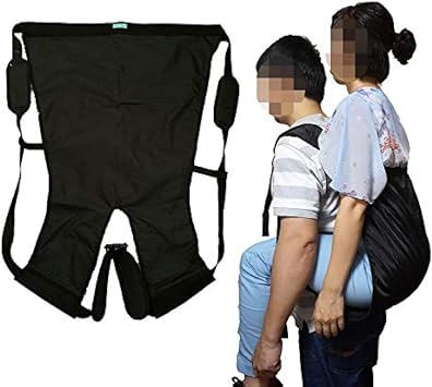 Double Layer Patient Lift Sling Carrier One-Person Transferring Belt for Carrying Up and Down Stairs to Bed,Wheelchair,Chair,Car,Vehicle for Elderly,Handicapped,Disabled,Bedridden Black, Small