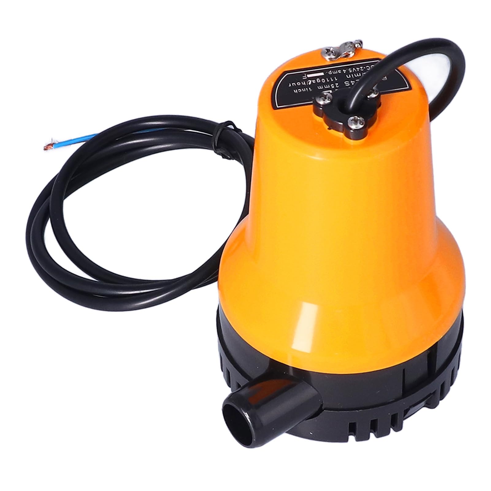 Keenso Bomba de Achique de 24 V Bomba de Agua Sumergible Eléctrica 60 W 7000 Rpm ABS Caucho Metálico 4,2 M3 H Salida de 25 Mm Elevación de 16,4 Pies para Barco Aspersor de Tierras de Cultivo de