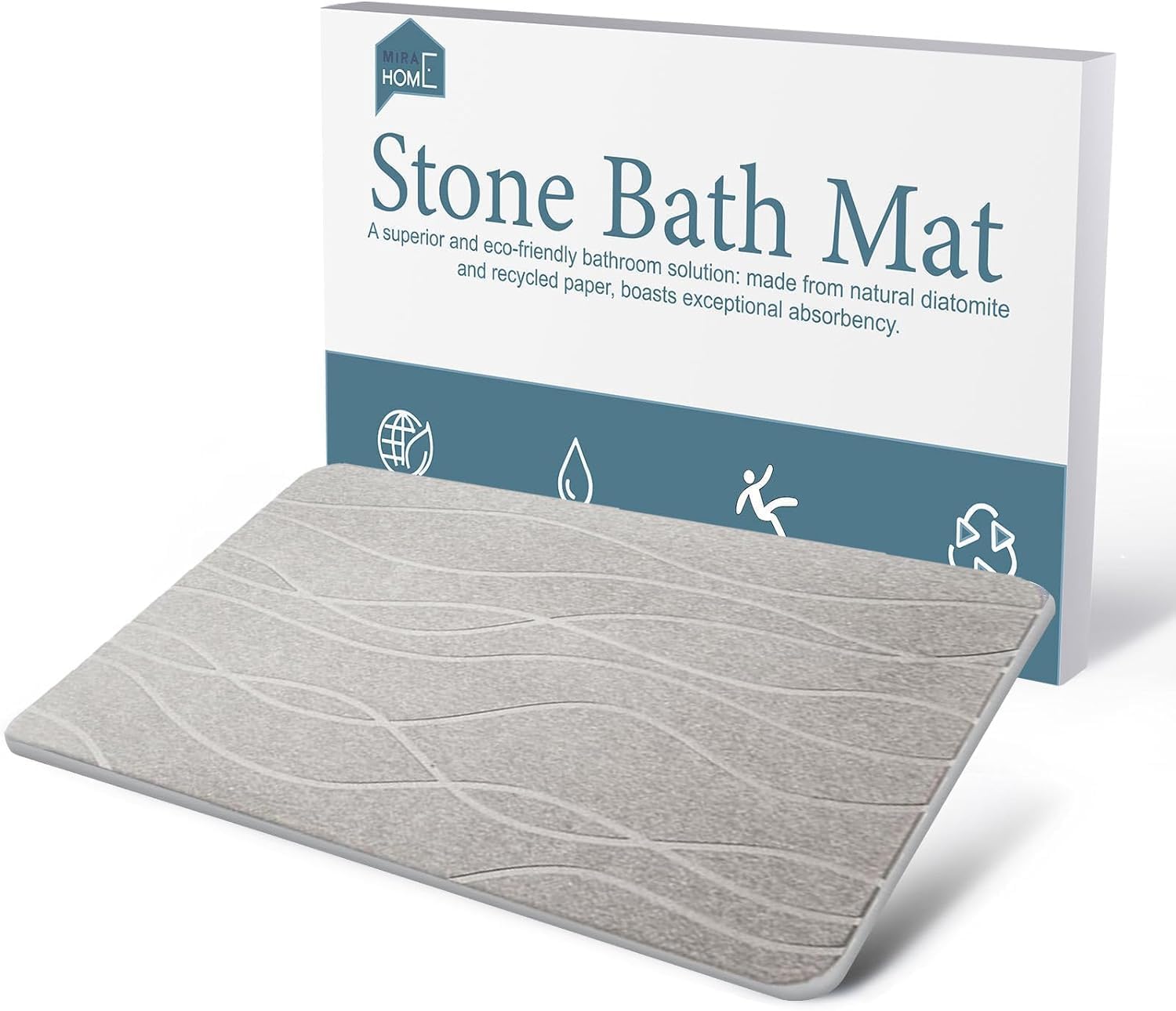 Generic Stone Bath Mat, Natural Diatomaceous Quick Drying Mat, 39 * 60CM Non-Slip Super Absorbent Quick Drying Diatomite Mat for Bathroom Shower Floor & Kitchen Counter