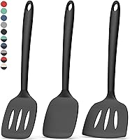 Coukre 3-Pack Silicone Spatula Set: 500°F Heat Resistant, BPA-Free Fish, Solid & Slotted Turners for Non-Stick Pans, Eggs, Pancakes, Burgers