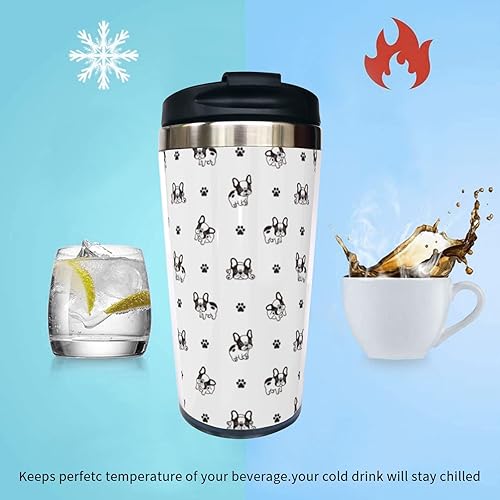 Miniatura 5 de French Bulldog Paws - Taza de café de viaje con tapa de filp, vaso aislado de acero inoxidable de 13 onzas, regalo de Acción de Gracias, cumpleaños,