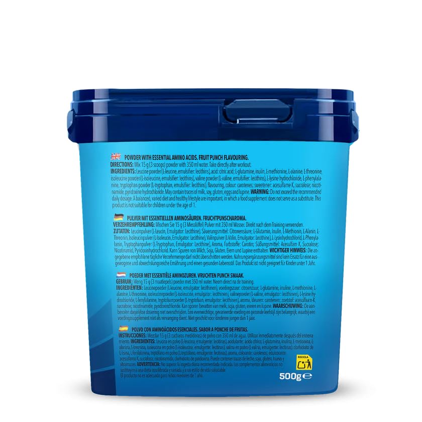 Bodylab24 EAA Extreme 500g, Essentielle Aminosäuren angereichert mit 1,5g Glutamin, 1g Alanin und den Vitaminen B6 und B3 als fruchtiges Getränk für Regeneration und Muskelaufbau, Fruchtmix