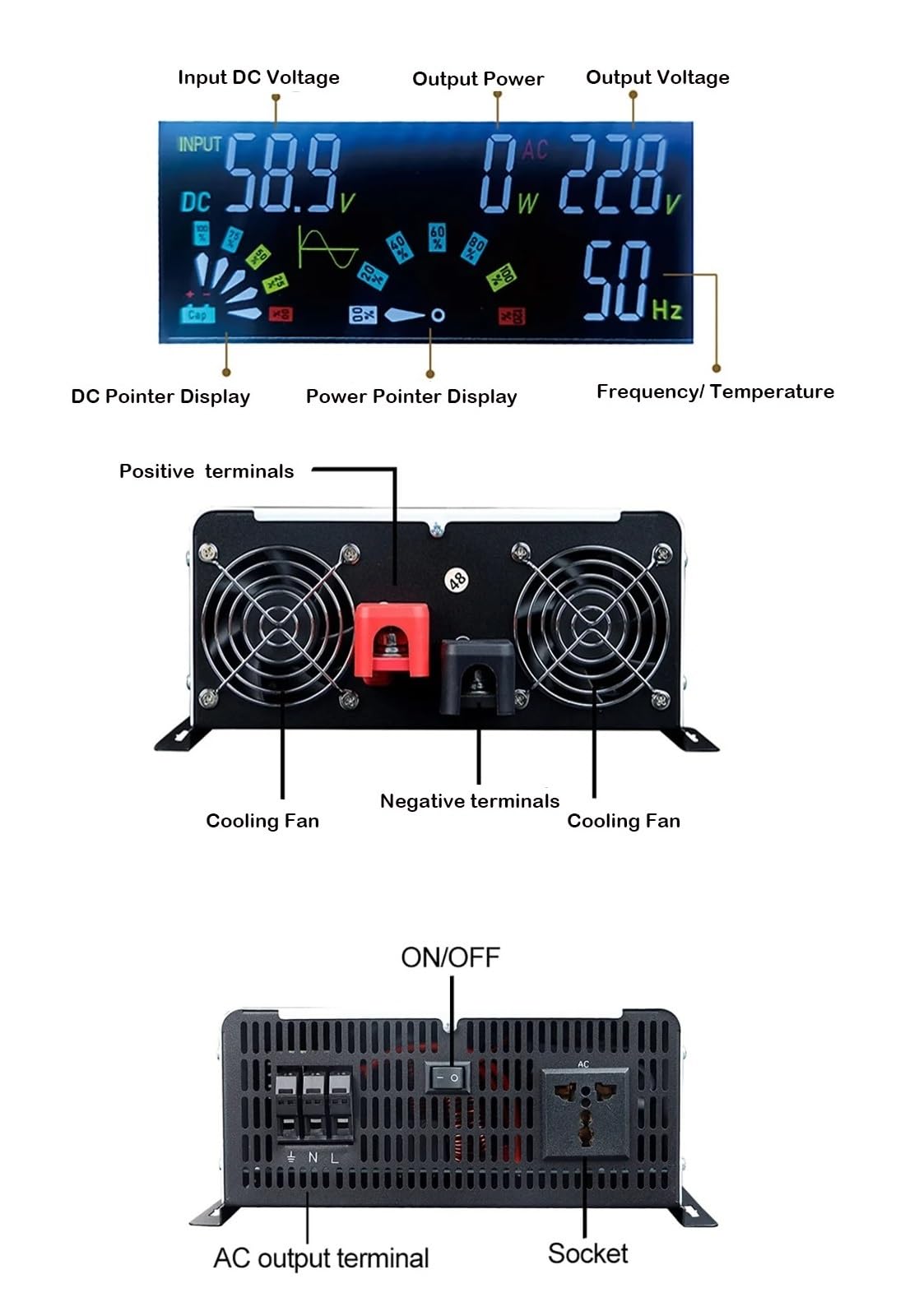 Inversor Corriente Inversor Onda Sinusoidal Pura 8000 W 4000 W 8 KW 4 KW 12 V 24 V 48 V 60 V A CA 220 V 120 V Convertidor Voltaje 50 Hz 60 Hz(24V,220V 50HZ,Universal)