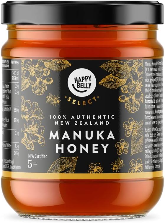 Amazon Brand - Happy Belly Select Manuka Honey 5+, 340gr - MGO 83