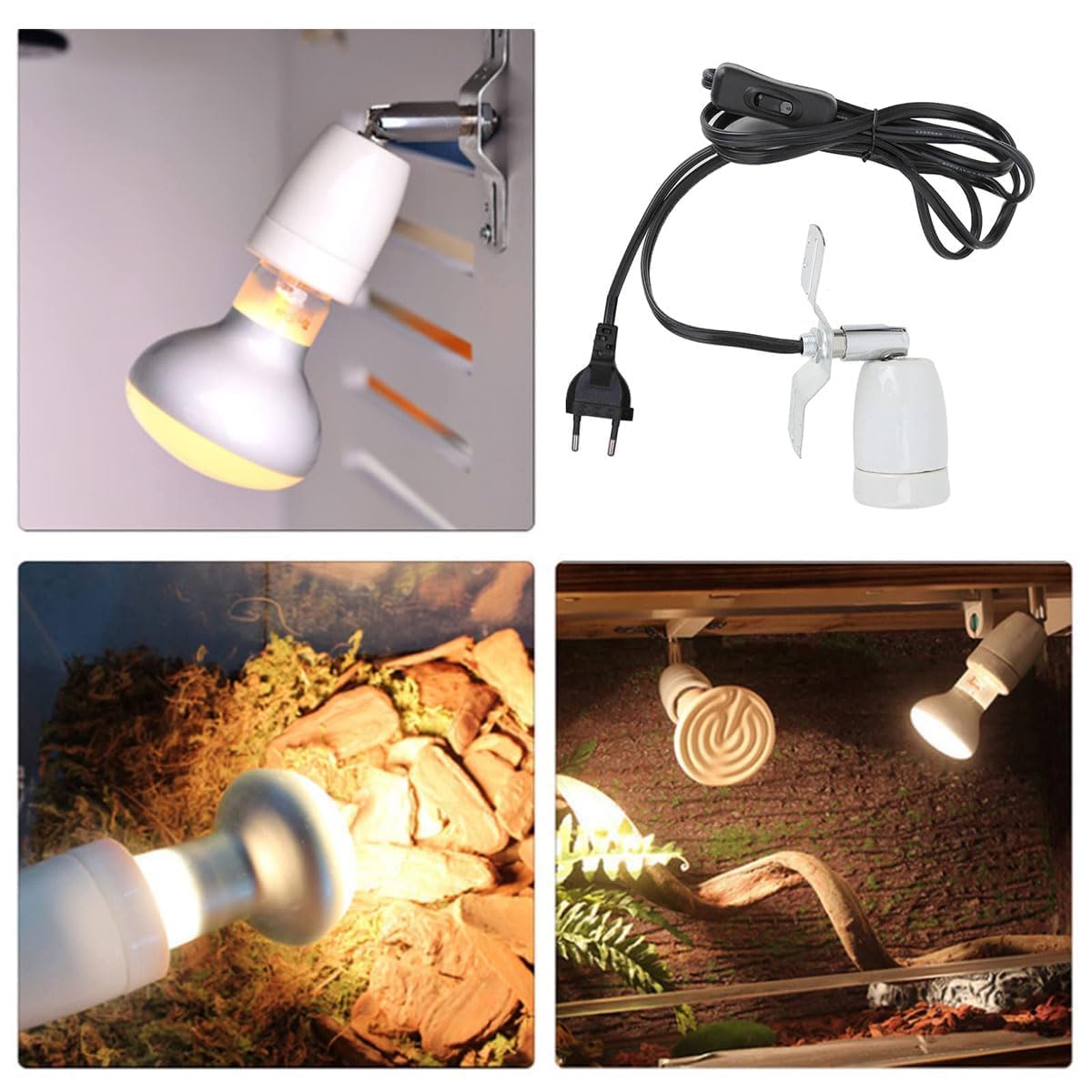 LALAFINA Keramik Lampensockel Mit Schalter - Terrarium Heizlampe E27 Fassung