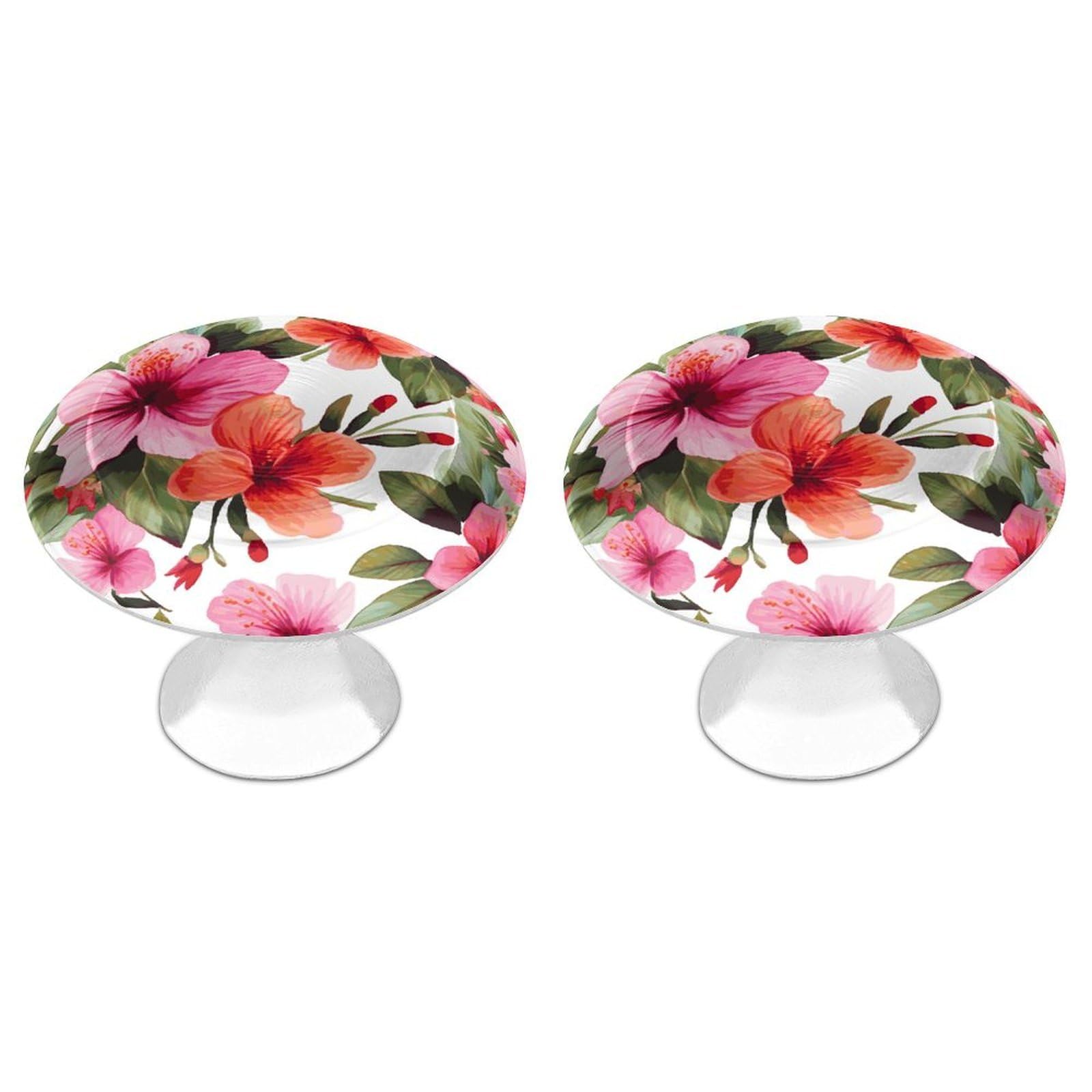 Btcowzrv Style Hawaiian Flower Print1 2 Pack Cabinet Knobs Drawer Pulls