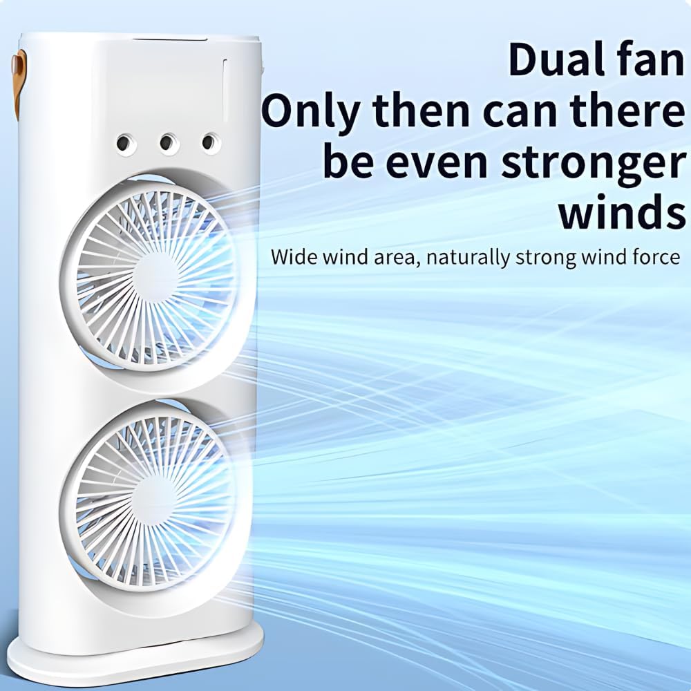 Lipzie Portable Mist Spray Fan with Remote Control | USB Rechargeable Cooling Fan | 3 Speed Airflow & Water Mist Modes | Quiet Operation with LED Light | Personal Air Cooler for Home, Office 2