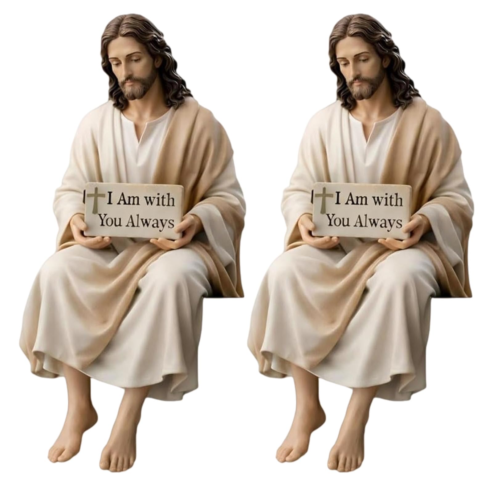 HDOYTXXM Resin Religious Sculpture with Companionship Inscription Plaques Desk Companionship Figurine for Meaningful Gift Giving Spiritual Gift
