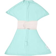 SleepingBaby Bamboo Zipadee-Zip Transition Swaddle - EverSoft Starfish Design Breathable Wearable Blanket with Two-Way Zipper and Snuggle Strap, Small 4-8 Months, Sea Glass