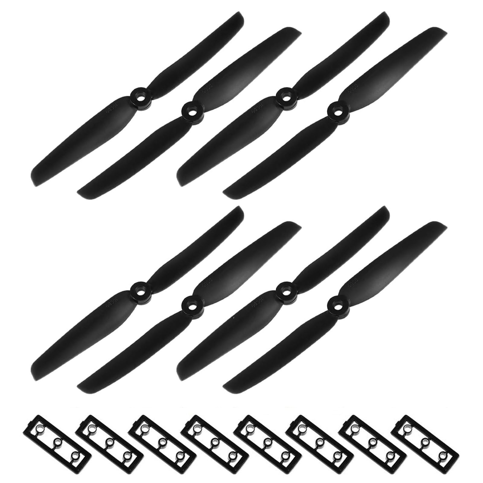 TOP-VIGOR 8pcs CW CCW RC Propellers 6030 6 x 3 Inch 2-Vane Fixed-Wing RC Vehicle Propellers Replacement for Quadcopter Hexacopter Multirotor with Adapter Rings Black, 4CW+4CCW