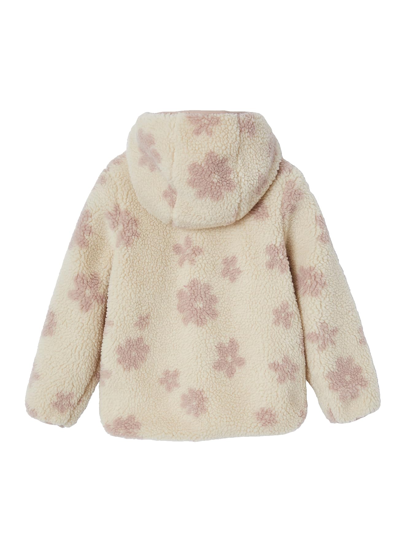 Vertbaudet Übergangsjacke aus Teddyfleece mit Kapuze, Herzen- oder Blumenmuster Mädchen