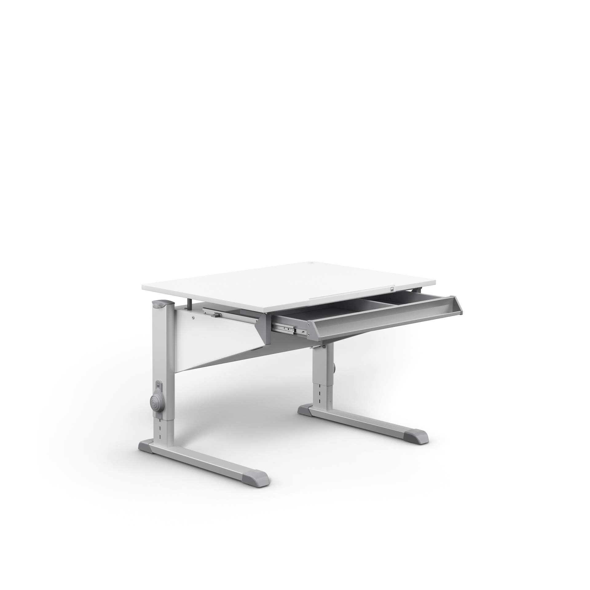 Moll Sprinter CP - Mesa de Escritorio Infantil con cajones, Aluminio, 86 cm × 67,5 cm × 53 – 82 cm, Color Blanco