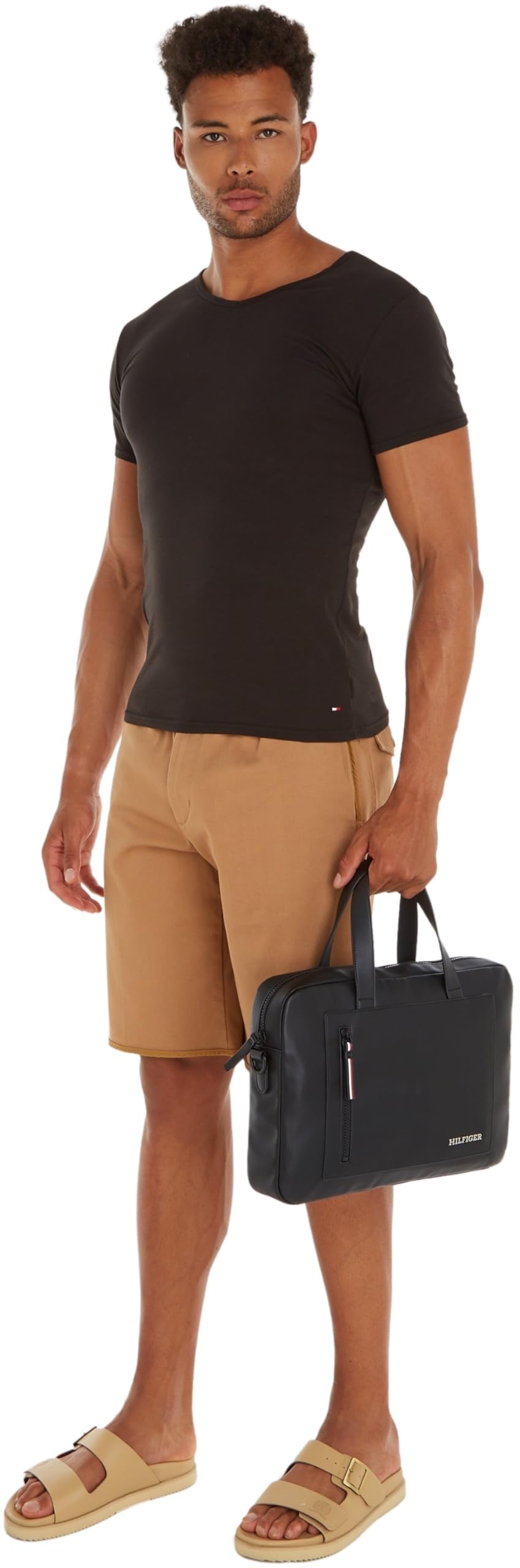 Tommy Hilfiger Sac pour Ordinateur Portable Homme Pique Slim Computer Bag avec Fermeture Éclair, Noir (Black), Taille Unique