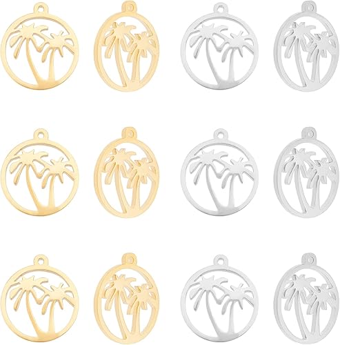 Miniatura 1 de UNICRAFTALE Flat Round with Dolphin Pendants Stainless Steel Luck Hollow Dolphin Charm Hypoallergenic Dangle Pendants for DIY Necklaces Bracelets