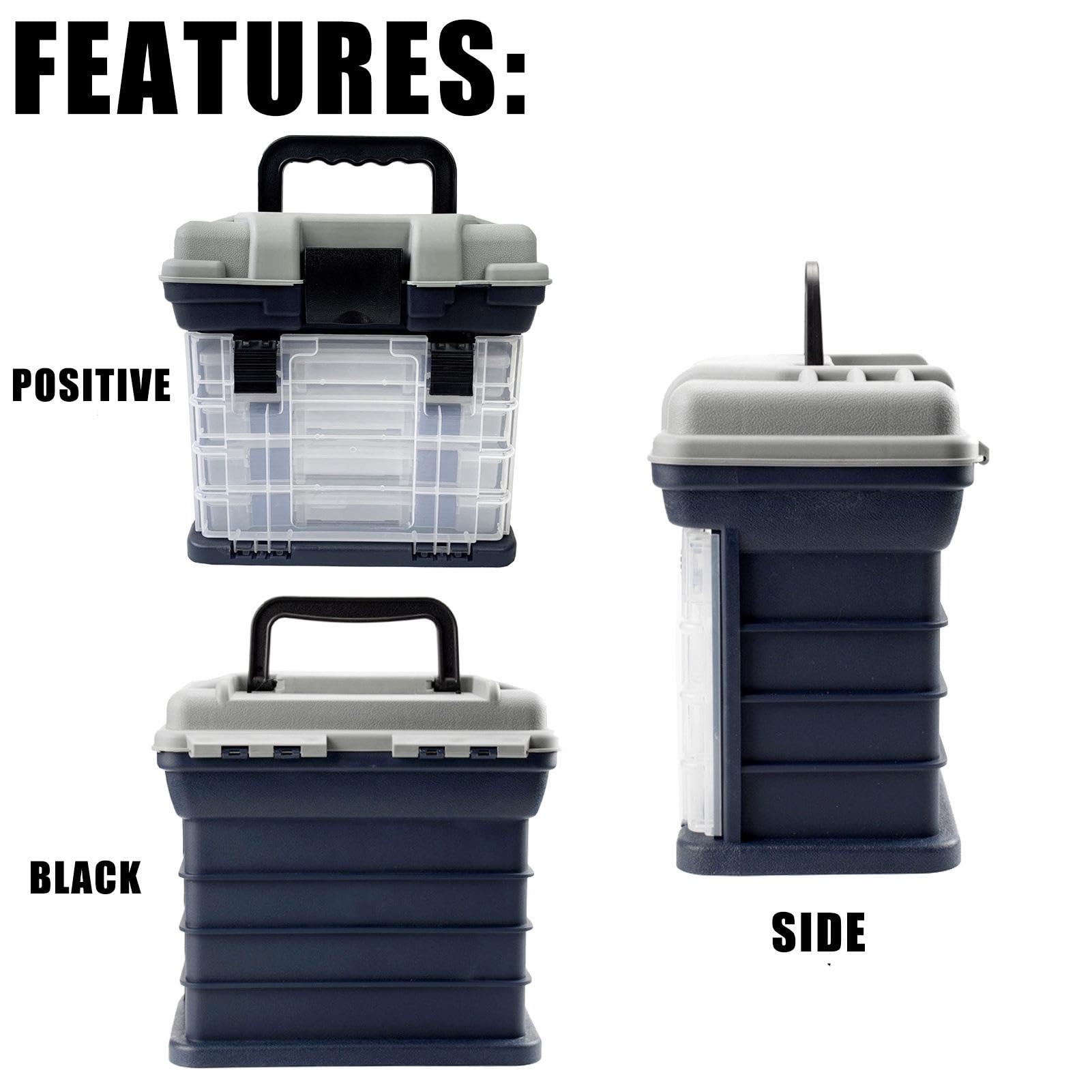 Estuche de de 4 capas con asa, caja de aparejos de, gran capacidad, 4 capas, caja de aparejos de, bandejas de almacenamiento de aparejos, caja de aparejos de portátil | 4 capas, de aparejos de, bandejas de almacenamiento de aparejos, de aparejos de portát