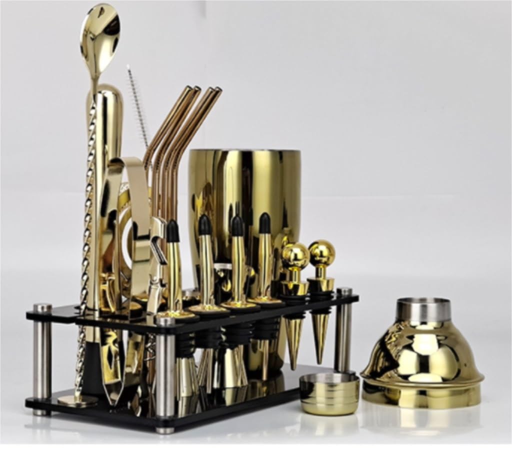 Kit de Cocteleria Juego De 20 Uds. De Coctelera De Acero Inoxidable, Mezclador De Bebidas, Barman, Navegador, Juego De Cóctel, Kit De Cóctel Juego De Coctelera para Cócteles(C)