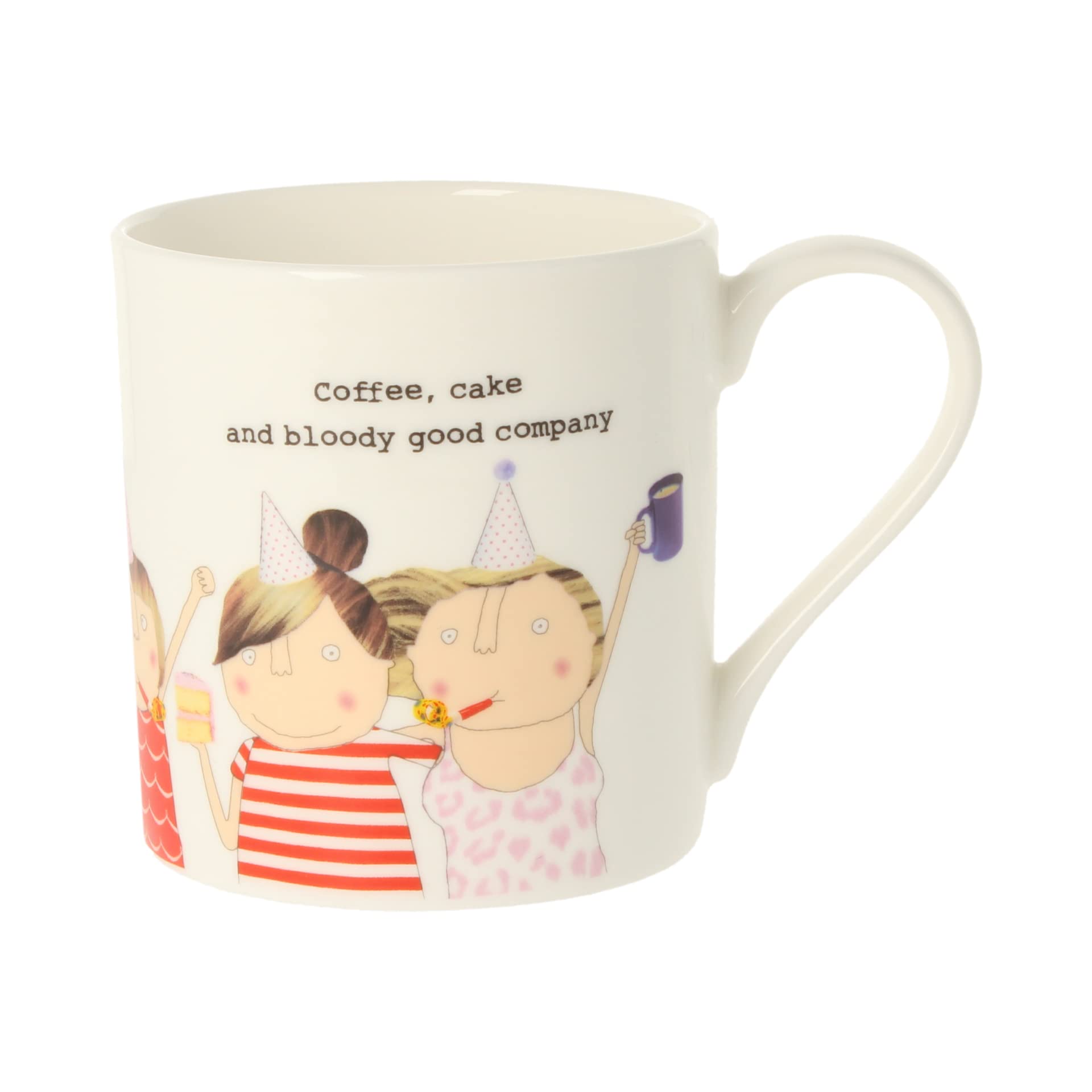 Rosie Made A Thing Coffee, Cake & Good Company Bone China Mug Gift for Friends QRH76, White, Quite Big (9cm x 8.5cm x 8.5cm)